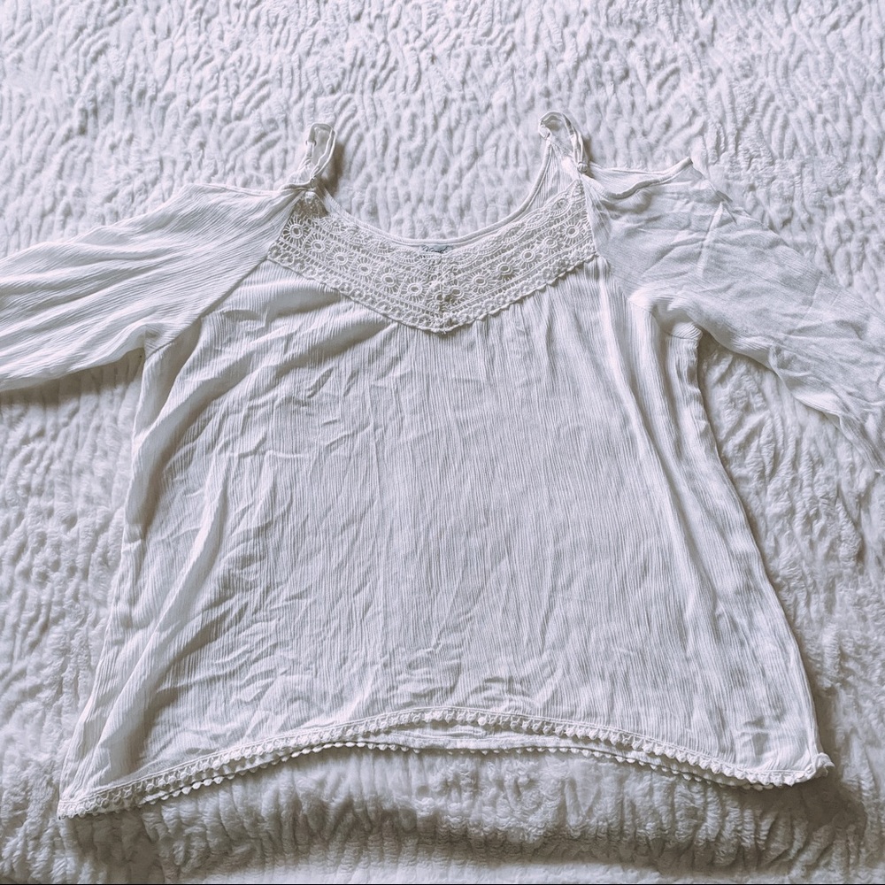 Lace Cold-Shoulder Blouse